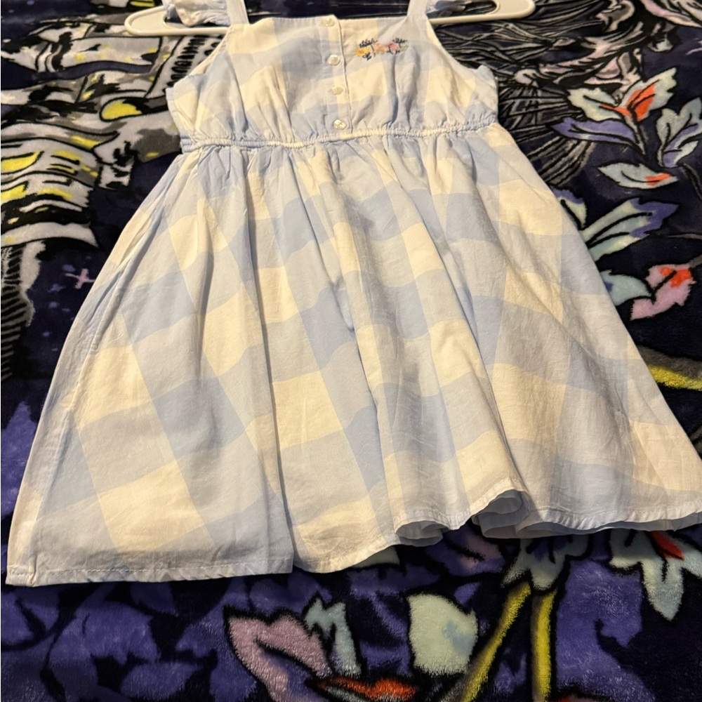 Blue and White Checkered Kids Dress